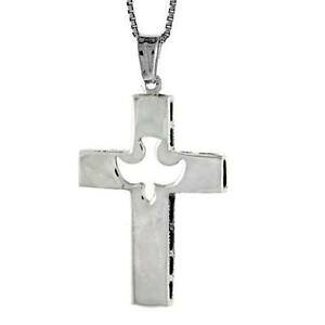 yzWG[EANZT[ Vo[X^[ONXAEgC_}bgy_g{bNXargento sterling croce con delineato colomba finitura opaca ciondolo, 18 box