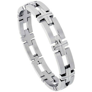 yzWG[EANZT[ o[NXXeXX`[uXbguomo acciaio inox braccialetto con barre amp; croci