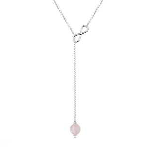 yzWG[EANZT[ RA[Nx[gCtBjGAWWGGNAc[YW[collier cravate infini en argent 925 rhodie et quartz rose longueur 52 cm