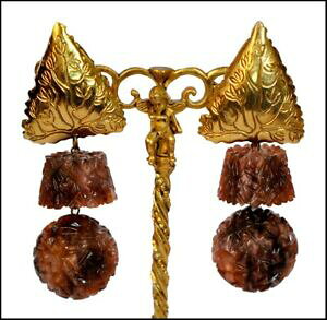 yzWG[EANZT[ t@uOfBe[WW^S[hy_gNbvCOfab grande vintage 80s resina e metallo oro pendente orecchini a clip