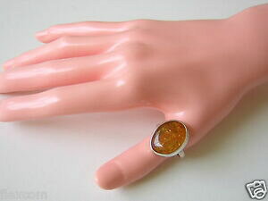 yzWG[EANZT[ Ao[lC`[nj[Vo[Ogrande 925 anello argento con miele natura ambra 6,8 g18,9 mm