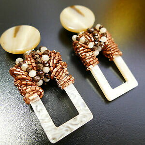 yzWG[EANZT[ Xe[ggCOuEVo[COk[hOXr[YJeBABstatement orecchini orecchini argentati marrone, nude perline di vetro, di cat