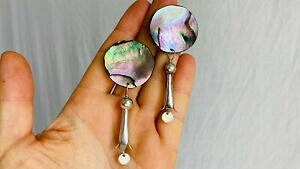 yzWG[EANZT[ ArXJbVt[Vo[t[X^[OCOpEAIp[f}[abalone amp; squash fiore fiori argento sterling orecchini paua opale de