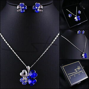 yzWG[EANZT[ ZbglbNX{^CON[o[zCgS[hXtXL[P[Xset regalo collana orecchini a bottone * quadrifoglio * oro bianco pl, swarovski e
