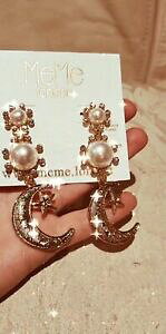 �y���������z�W���G���[�E�A�N�Z�T���[ �����h���S�[���h���b�L���C���X�g�[���C�������O���[���X�^�[meme londra 18k oro placcato orecchini di strass moon star