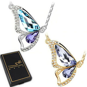 yzWG[EANZT[ o^tClbNXP[XXtXL[RNX^S[hVo[collana farfalla * * nellastuccio swarovski R cristalli donna oro, argento