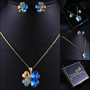 yzWG[EANZT[ ZbglbNX{^CON[o[CG[XtXL[P[Xset regalo collana orecchini a bottone * quadrifoglio * giallo pl, swarovski elements,