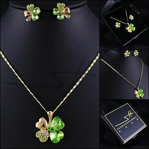 yzWG[EANZT[ ZbggbvlbNX{^CON[o[CG[XtXL[set top collana orecchini a bottone * quadrifoglio * giallo pl, swarovski elements, a