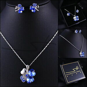 yzWG[EANZT[ ZbglbNX{^CON[o[zCgS[hXtXL[P[Xset regalo collana orecchini a bottone * quadrifoglio * oro bianco pl, swarovski e