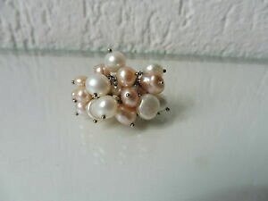 yzWG[EANZT[ OVo[b`p[gbella anello __ 925 argento __ con ricca , due colori pearl trim _