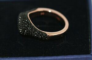 yzWG[EANZT[ XtXL[Xg[VOlbgOubN[YbLS[h{bNXswarovski stone signet anello, nero, rosato placcato oro tgl 52 nuovo con box