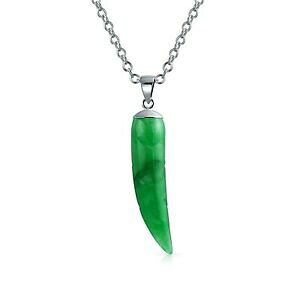 yzWG[EANZT[ O[qXCC^Az[y_glbNXprotezione dei denti amuleto di giada verde tinta gemstone italiano corno ciondolo collana