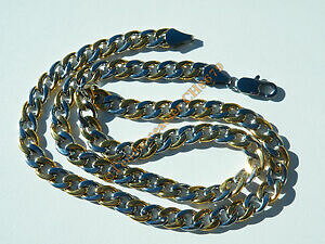 yzWG[EANZT[ `FCRA[AVGCmLV_uc[gA[WFg}COchaine collier 55 cm acier inoxydable bicolore argent or maille gourmette 7,5 mm