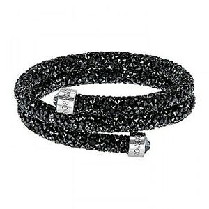 �y���������z�W���G���[�E�A�N�Z�T���[ �X�����t�X�L�[�N���X�^���_�X�g�u���b�N�u���X���b�g�_�u�����b�vbracciale swarovski crystaldust nero donna bracelet 5250023 doppio giro nuovo