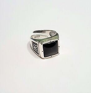 �y���������z�W���G���[�E�A�N�Z�T���[ �W�F���o�V���o�[�u���b�N�A�[�g�X�N�G�A�����Ogerba anello quadrato in argento e onice nero art 2038