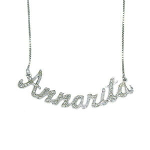 yzWG[EANZT[ xl`ACXg[Ai^W[WVo[l[lbNXcollana nome in argento donna con strass maglia veneziana annarita