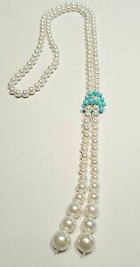 yzWG[EANZT[ ^[RCYXJ[tRNVhlbNXcollana lunga a sciarpetta di perle e turchese collezione terra e mare