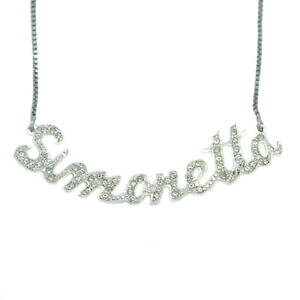 yzWG[EANZT[ xl`AbVCXg[Vlb^lbNXcollana nome simonetta in argento donna con strass maglia veneziana