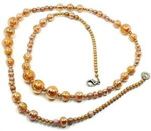 yzWG[EANZT[ AeBJ[iFlcBAlbNXIWcollana antica murrina venezia, co971a10, sfere arancio, lunghezza 90 cm