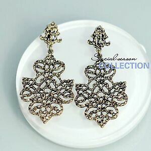 yzWG[EANZT[ CONbvIS[h^[XzEt[Be[Wy_gIWiorecchini clip on doro metallo pizzo hollow fiore pendente vintage or