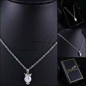 yzWG[EANZT[ X[tNElbNXXtXL[Vo[E[}`F[RNX^P[Xcollana piccole gufo, catena regalo donna argento swarovski R cristalli, in astu