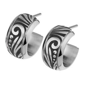 yzWG[EANZT[ fUCCOnuNIXeXvOp^[design serio orecchini halbcreolen e505 acciaio inossidabile inciso motivo spina 7 mm