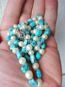 �y���������z�W���G���[�E�A�N�Z�T���[ �l�b�N���X�V���o�[�V�����[�Z�G�q�e�^�[�R�C�Ybella, vecchio collana perle __ con 835 argento schliese __ echte e turchesi __