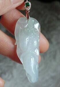 【送料無料】ジュエリー・アクセサリー ナチュラルグレードアイシーホワイトジェイドジェイダイトペンダントネックレスcertified natural grado a icy bianco jadeite giada collana ciondolo ~ i pesci rossi