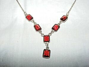 yzWG[EANZT[ Be[WVo[BG[rG@GlbNXK[lbggbvvintage argento riviere riviera collana lavalier granato o topazio