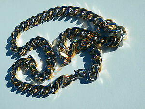 yzWG[EANZT[ `FCRA[OZ`AVGCILV_u}CO~[gVo[chaine collier long 64 cm acier inoxydable maille gourmette 9 mm argente et or