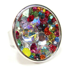 �y���������z�W���G���[�E�A�N�Z�T���[ R�X�y�[�X�J�b�v�����O�u���b�Nsoho R molto grande anello space age cup blocco 40mm con cristalli levigati