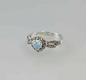 �y���������z�W���G���[�E�A�N�Z�T���[ �V���o�[�I�p�[���}���J���V�b�g�����O�n�[�g���B���e�[�W9927451 925er argento opalmarkasitring cuore gr57 vintage