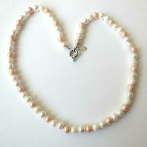 �y���������z�W���G���[�E�A�N�Z�T���[ �z���C�g�s���N�p�[���l�b�N���X�V���o�[�J���[collana donna colore argento con perle bianche e rosa 47 cm 605 bb