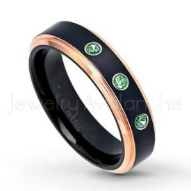 【送料無料】ジュエリー・アクセサリー エメラルドリングチタンアニバーサリーリング021ctw smeraldo 3stone anello,maggio del mese ,6mm titanio anniversario anello