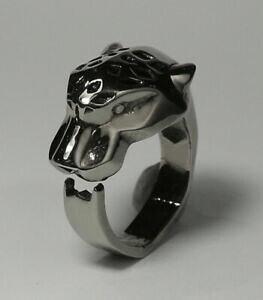 yzWG[EANZT[ GiwbhfBe[pT[OX^[OVo[panther anello con enameled head detail, argento sterling ? da uomo, 175g
