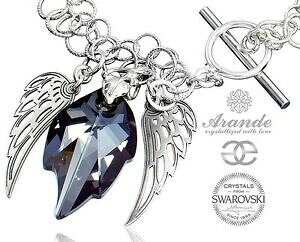 yzWG[EANZT[ NX^XtXL[uXbgGWFVo[EBOX^[Ocristalli swarovski bellissimo braccialetto notte angelo ala argento sterling 925