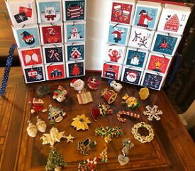 【送料無料】ジュエリー・アクセサリー ロットヴィンテージクリスマスピンアドベントカレンダーワンダフルlot 24 vintage christmas pins amp; handmade advent calendar wonderful gift 3