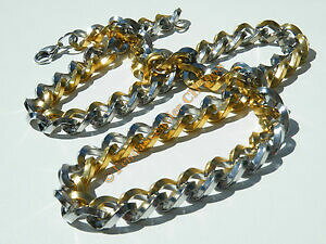 yzWG[EANZT[ `FCRA[Cc[gVo[p[AVGCILV_uchaine collier 60 cm maillon bicolore argente or pur acier inoxydable 7 mm