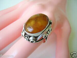 yzWG[EANZT[ Vo[OAo[lC`[nj[Ao[835 anello argento fatto a mano con miele natura ambra 7,1 g17,9 mm ambra