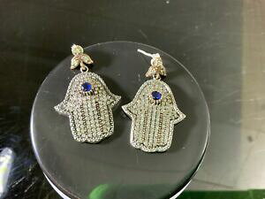 yzWG[EANZT[ Tt@CAVo[COcreato zaffiri gemme orecchini dargento ref19120