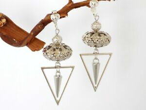 yzWG[EANZT[ u[NNbvAWeyXtBOgCAOR[boucles clips argentes perles filigranes triangle cone