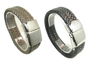 yzWG[EANZT[ ubNU[XgbvuEXeXX`[YuXbgcinturino in pelle nero braun intrecciato acciaio inox bracciale uomo donna