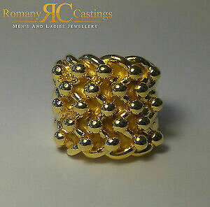 �y���������z�W���G���[�E�A�N�Z�T���[ �V���o�[�����O�T�C�Y925 argento lucidate 5 riga custode anello immerso in oro 18ct 37g taglia z1