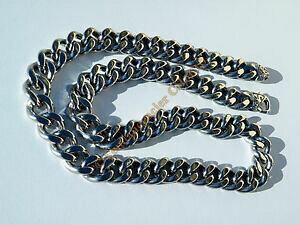 yzWG[EANZT[ `FCRA[Vo[AVGCILV_u}COchaine collier 61 cm argente acier inoxydable maille gourmette large 13 mm lys