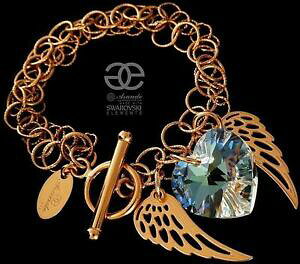 yzWG[EANZT[ XtXL[NX^uXbgin[g[YS[hVo[Vo[bracciale cristalli swarovski luna cuore rosa oro argento certificato