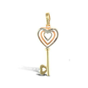 �y���������z�W���G���[�E�A�N�Z�T���[ �S�[���h�L�[�n�[�g�`���[���y���_���g9ct 3colour gold key to my heart charm pendant