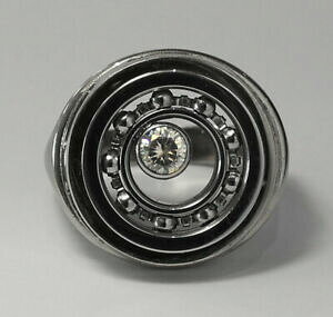 �y���������z�W���G���[�E�A�N�Z�T���[ �G���W�j�A�x�A�����O�����O�X�^�[�����O�V���o�[gli ingegneri cz anello di cuscinetto con parti in movimento, argento sterling ? da uomo, 215g