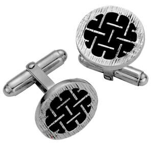 yzWG[EANZT[ X^[OEhfUCVo[JtNXeNX`gemelli in argento sterling round design contemporaneo con trama intreccio