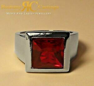 �y���������z�W���G���[�E�A�N�Z�T���[ �X�^�[�����O�v���`�i�V���o�[�f�B�b�v�J�b�g�v�����Z�X�����O925 argento sterling platino immerso 562ct rosso rubino cz taglio princess anello 1239g