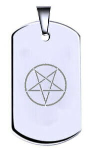 yzWG[EANZT[ }WbNy^OVo[X^[OeLXg^Omagia pentagramma argento sterling inciso nome testo army dog tag